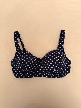Lands' End Navy Blue Polka Dot Underwire Bikini Top